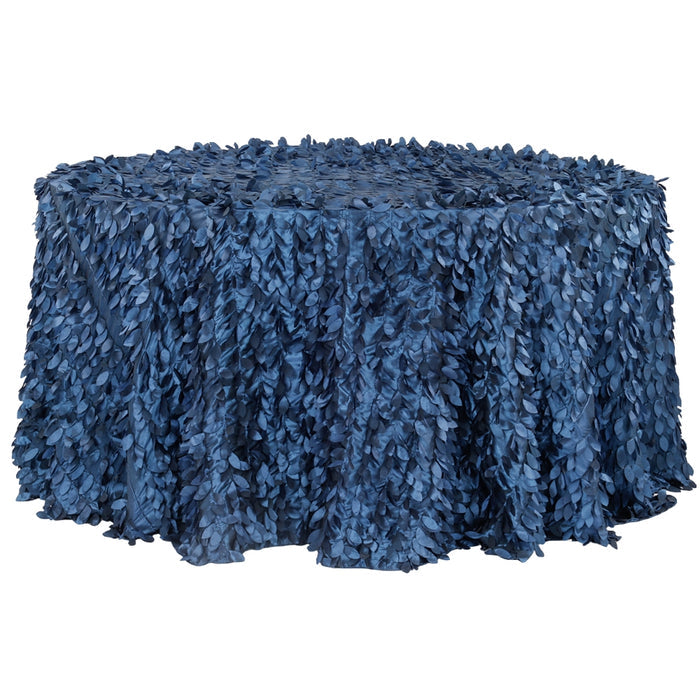Leaf Petal Taffeta Round 120" Tablecloth - Navy Blue - CV Linens