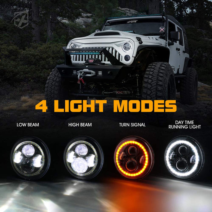 LED Halo Headlights for 2007-2018 Jeep Wrangler JK