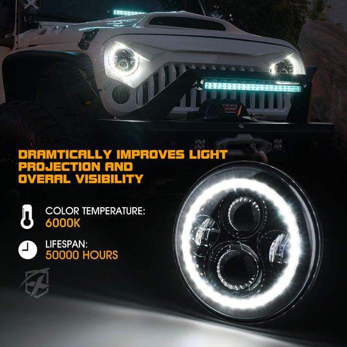 LED Halo Headlights for 2007-2018 Jeep Wrangler JK