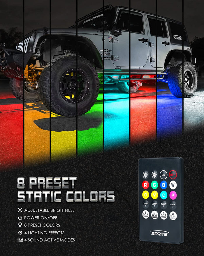 LED RGB Under Glow Light Kit with Remote Control | Throwback Series