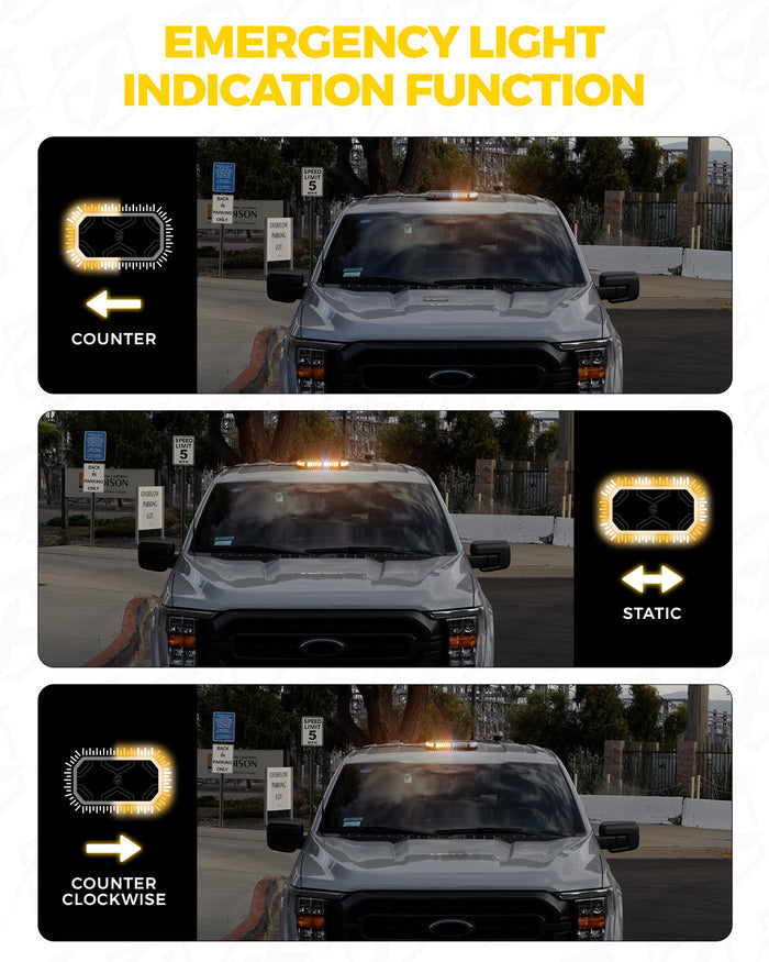 LED Strobe Emergency Light, Magnetic Mount, 38 Flash Patterns, 42 LEDs, IP68 | Xprite