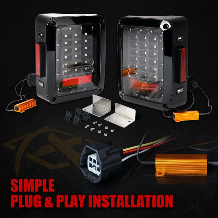LED Tail Light w/Turn Signal & Brake Light Assembly for Jeep Wrangler JK JKU