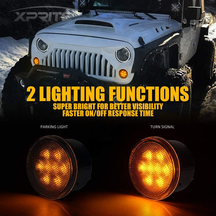LED Turn Signal Lights and Fender Side Marker Lights for 2007-2018 Jeep Wrangler JK