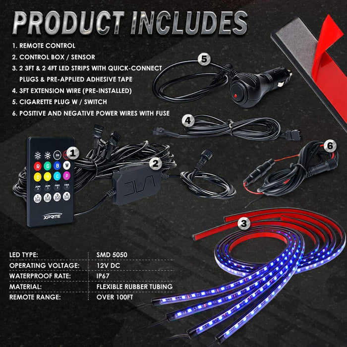 LED Underbody Glow Kit with Remote Control and Bluetooth | Battle Series