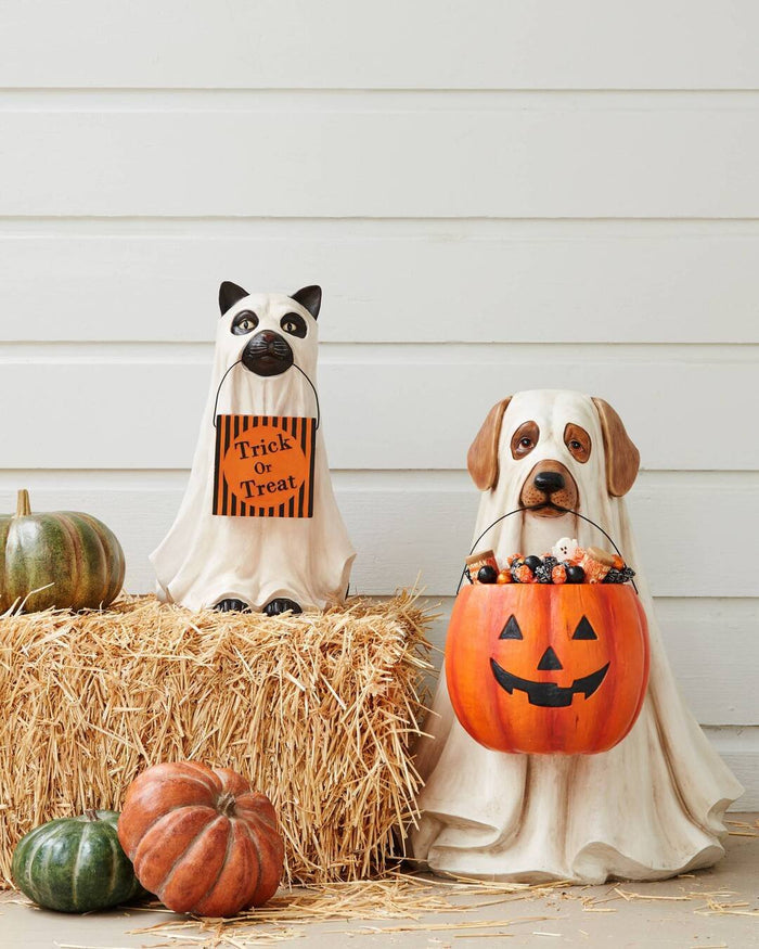 Life-Size Halloween Ghost Dog Candy Bowl Decoration