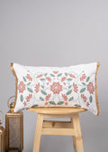 Lotus Blossom  100% cotton decorative cushion cover for sofa with gold fringe - Green