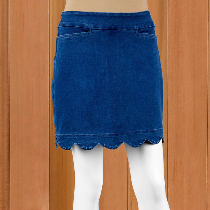 LuLu-B Denim Scalloped Skort