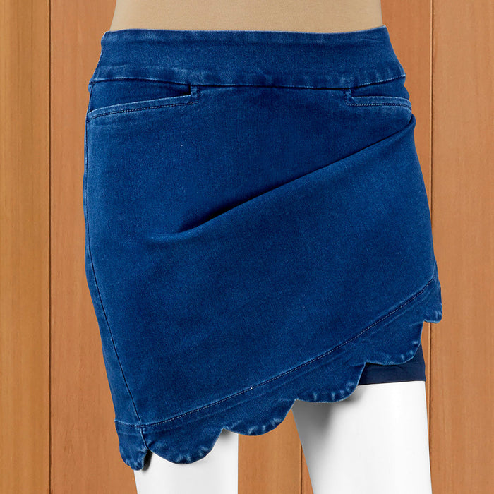 LuLu-B Denim Scalloped Skort
