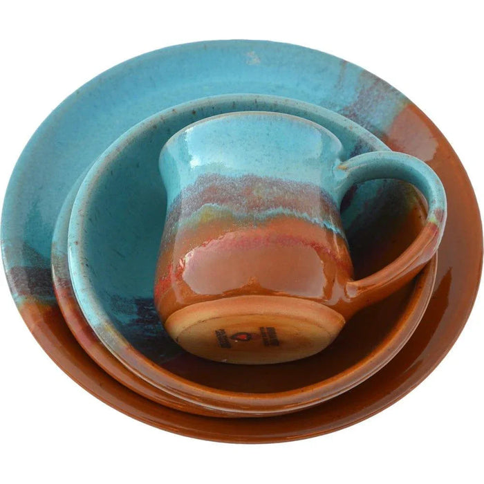 One place setting of Indian Summer glazed dishes