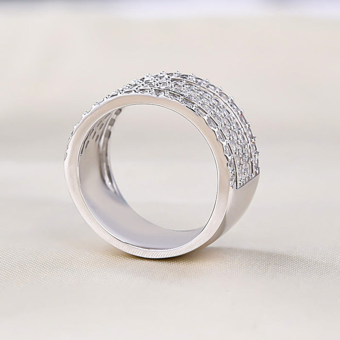 Luxury Wide Pave Design Women's Wedding Band for Women In White Gold