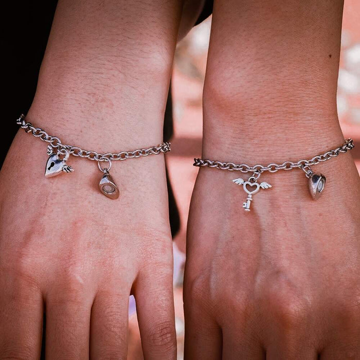 Magnetic Heart Key and Lock Bracelet Set Valentine's Day Gift MelodyNecklace