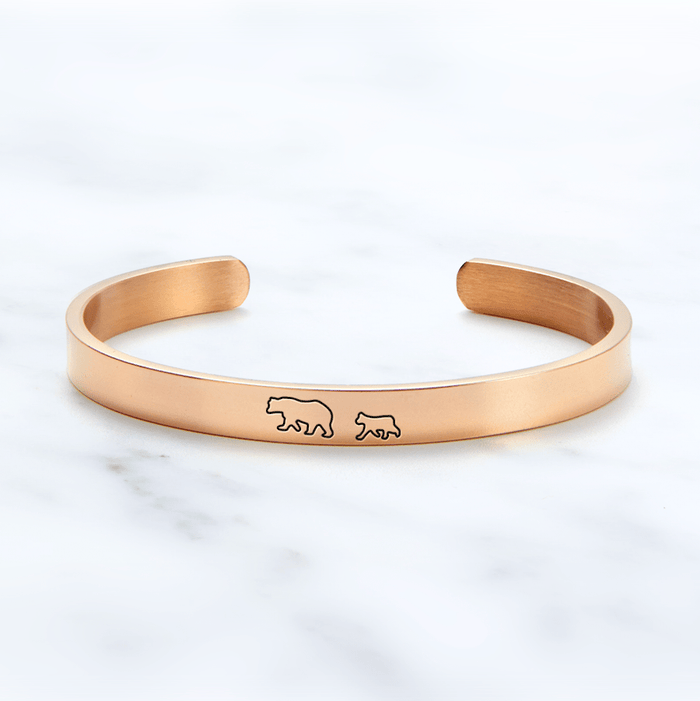 Mama Bear & Her Baby Bears Engraved Personalizable Cuff Bracelet Bracelet For Woman MelodyNecklace