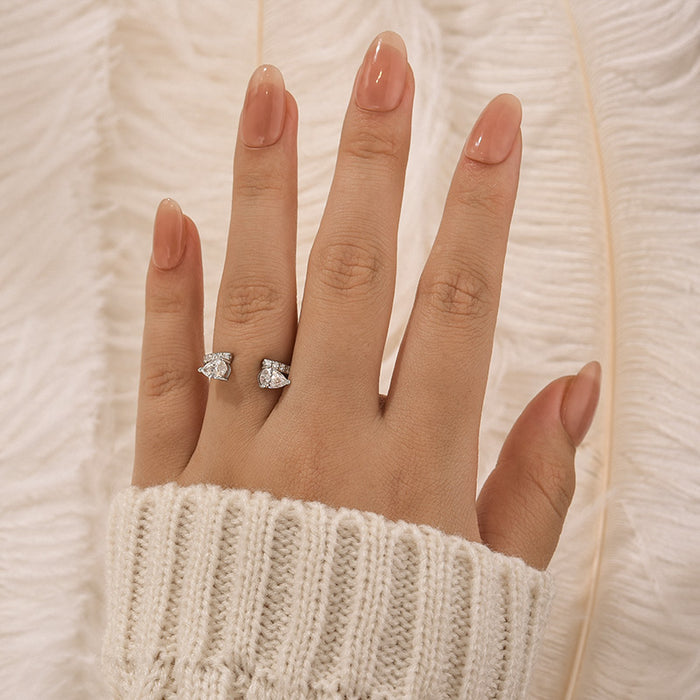 Maxine Classic Pear Cut Open Wedding Band In Sterling Silver
