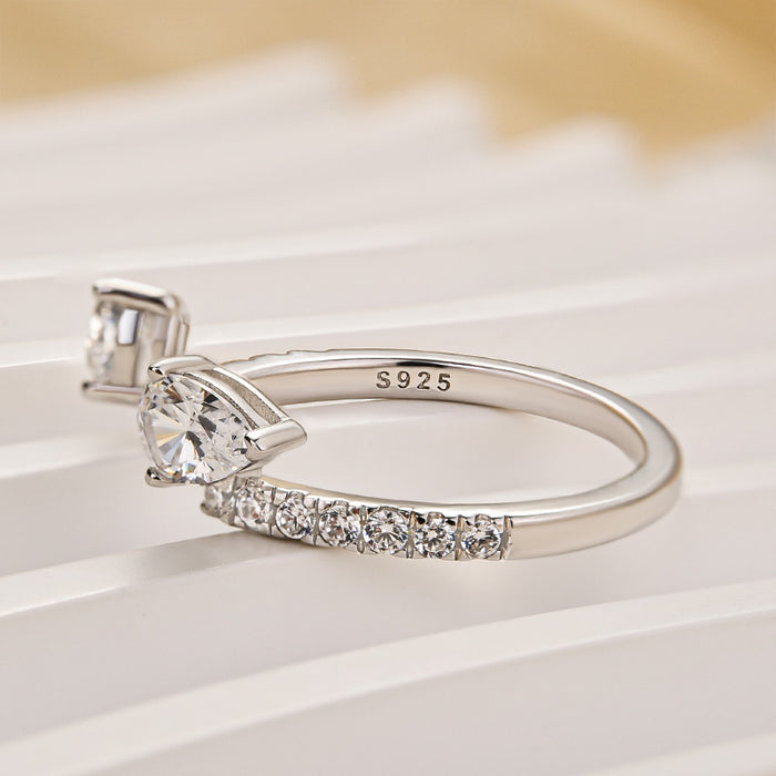Maxine Classic Pear Cut Open Wedding Band In Sterling Silver