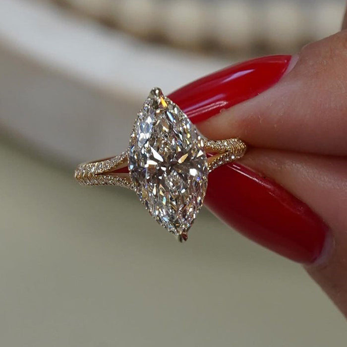 Maxine Exquisite Split Shank 4.0Ct Marquise Cut Engagement Ring