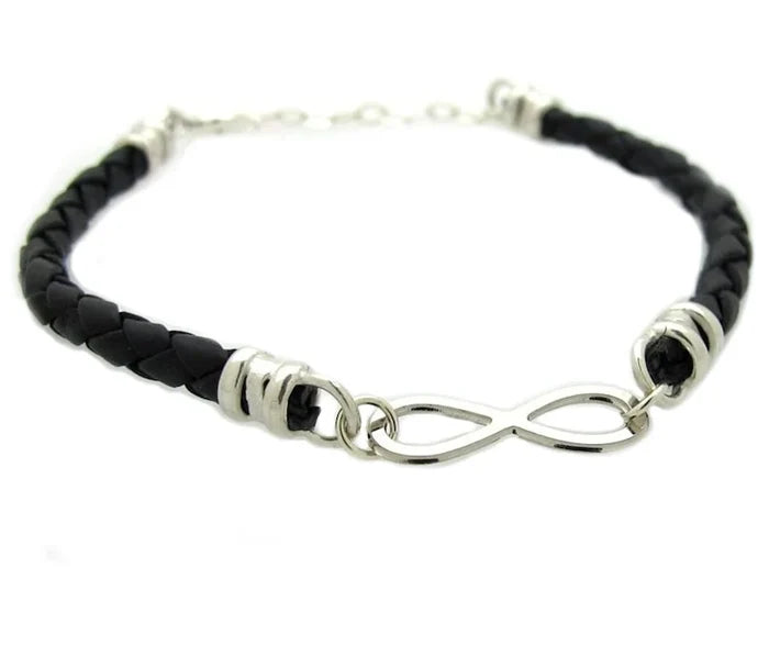 Men Infinity Bracelet Sterling Silver Mens Leather Bracelet