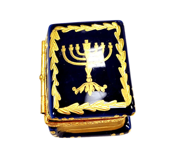 Menorah Book porcelain box from Limoges, alternate view