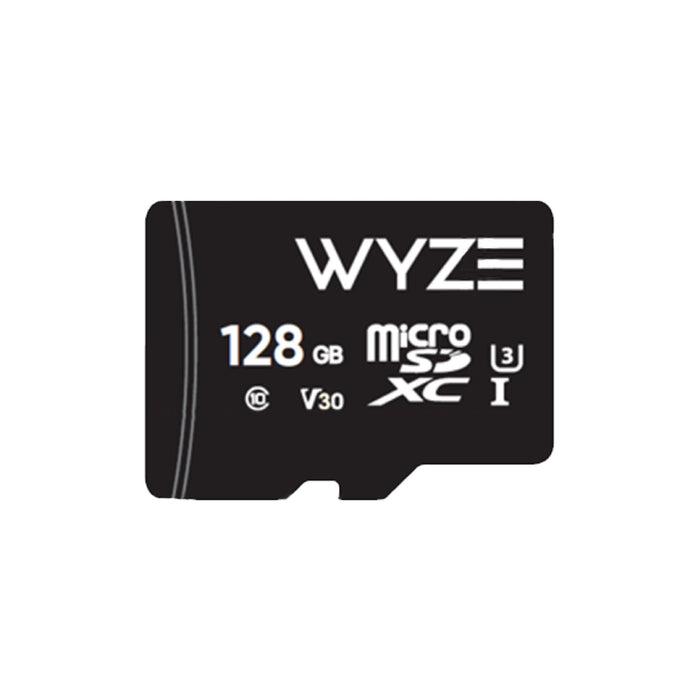 A black microSD card with the Wyze logo on it.