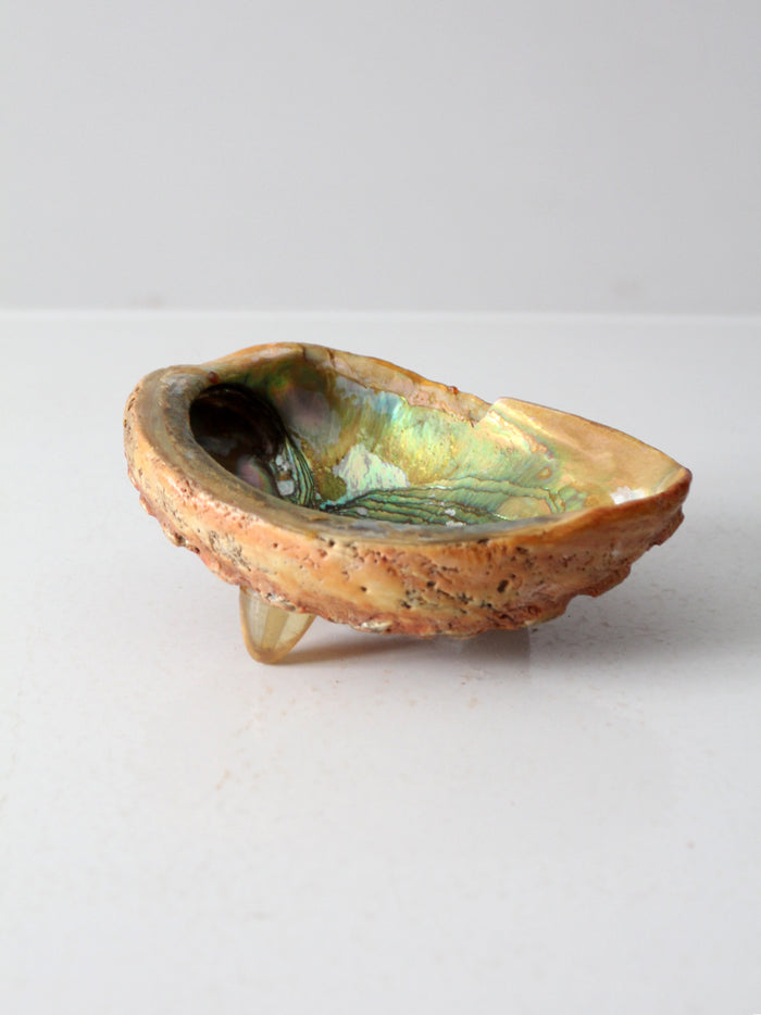 mid century abalone shell footed bowl