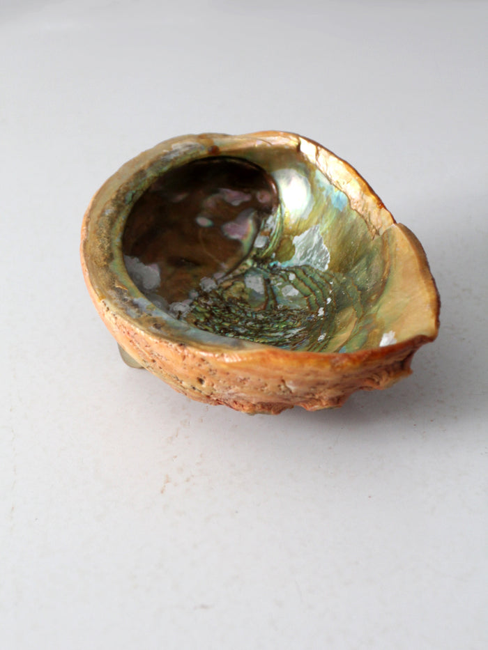 mid century abalone shell footed bowl
