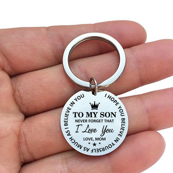 Mom To Son Believe In Yourself Keychain Keychain GrindStyle