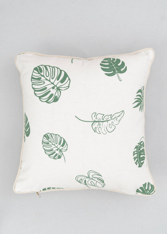Monstera Printed 100% cotton floral cushion cover for sofa