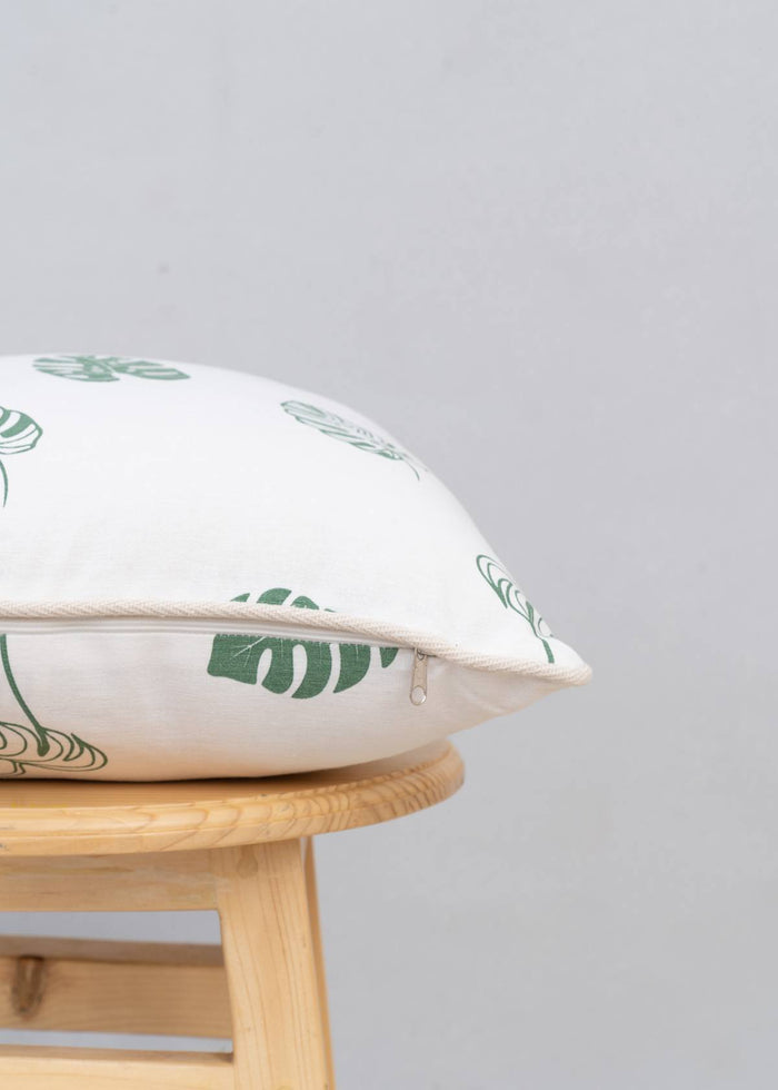 Monstera Printed 100% cotton floral cushion cover for sofa