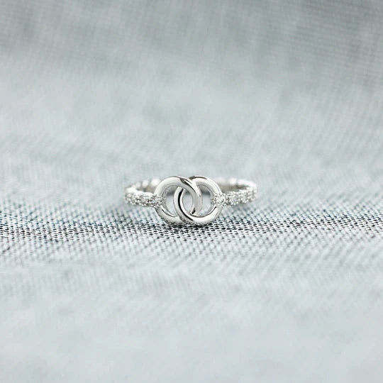 Mother & Daughter S925 Forever Linked Dainty Interlocking Ring Set Gifts For Her