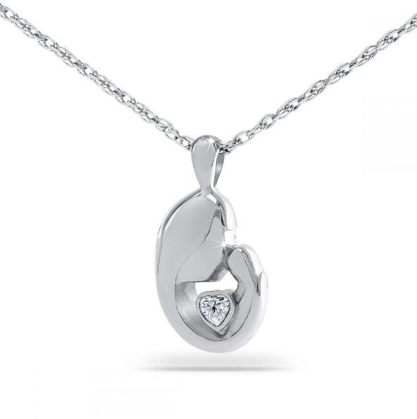Mother Love White Stainless Steel Pendant/Necklace Cremation Urn for Ashes