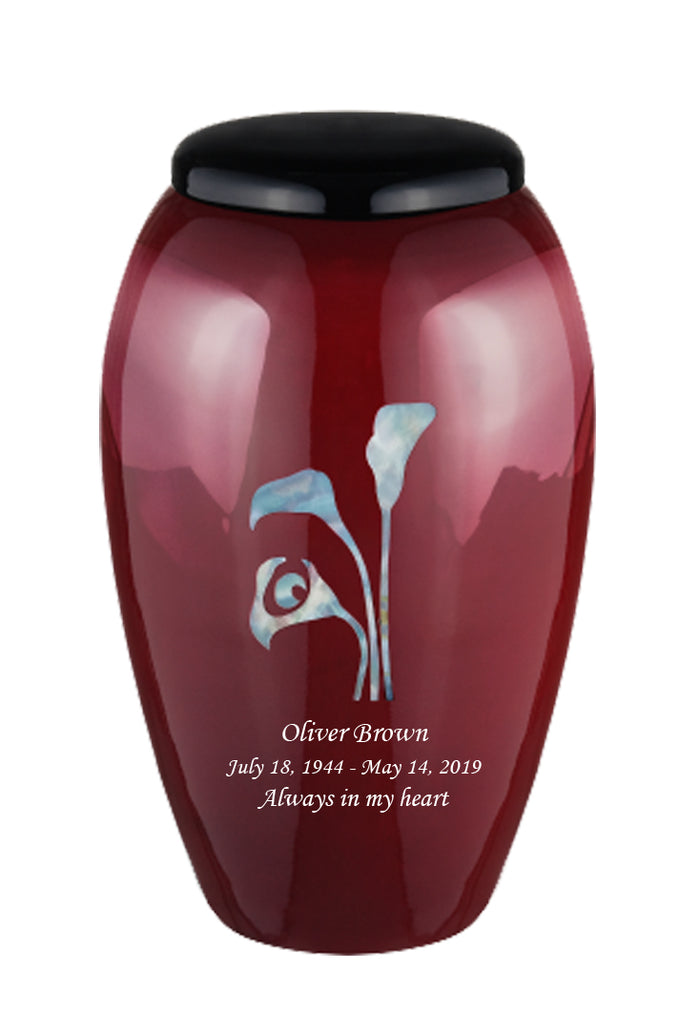 Mother of Pearl Shell Art Burgundy Lilium - IUFM112-Burgundy