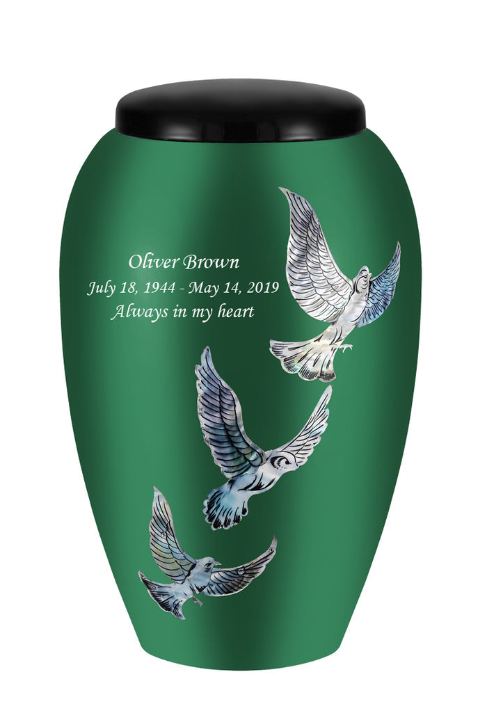 Mother of Pearl Shell Art Green Sacred Dove - IUFM115-Green