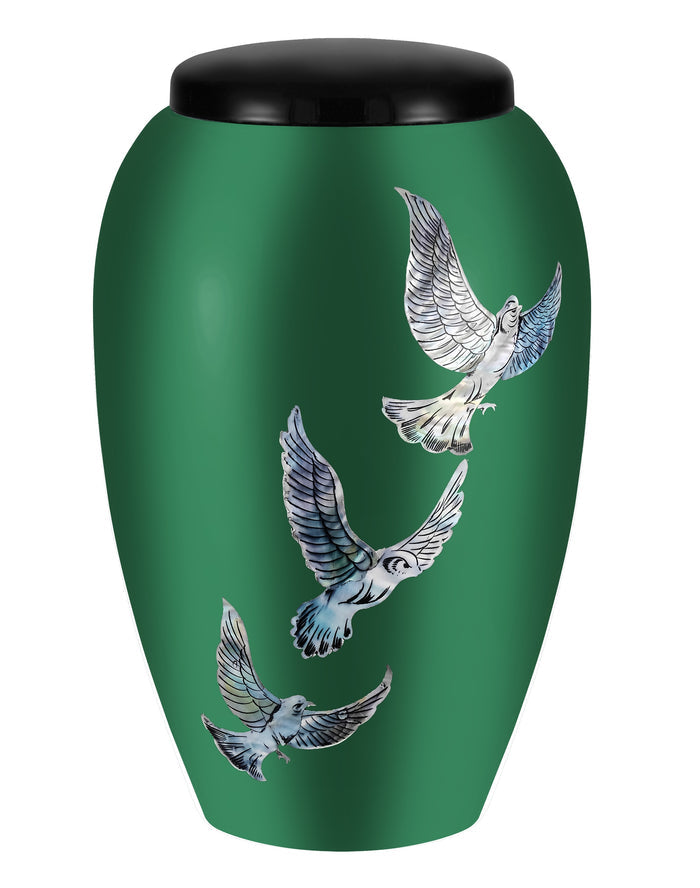 Mother of Pearl Shell Art Green Sacred Dove - IUFM115-Green