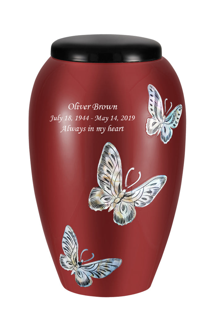 Mother of Pearl Shell Art Maroon Avian Butterfly - IUFM114-Maroon