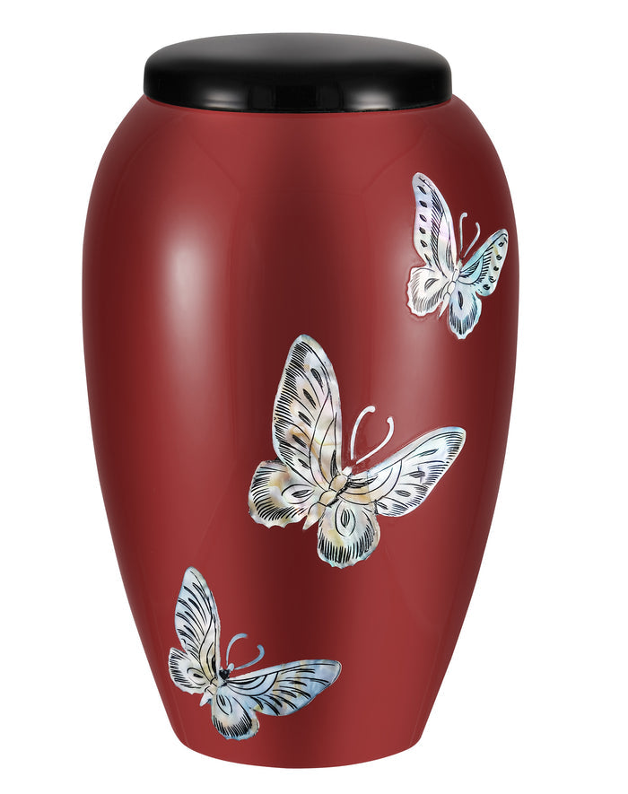 Mother of Pearl Shell Art Maroon Avian Butterfly - IUFM114-Maroon