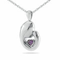 Mother's Love Purple Stone Silver Pendant/Necklace  Cremation Urn for Ashes