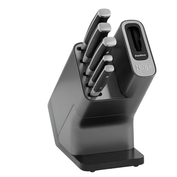 Ninja Foodi StaySharp Knife Block with Integrated Sharpener Set of 5 Piece - Silver & Black | K32005UK from Ninja - DID Electrical