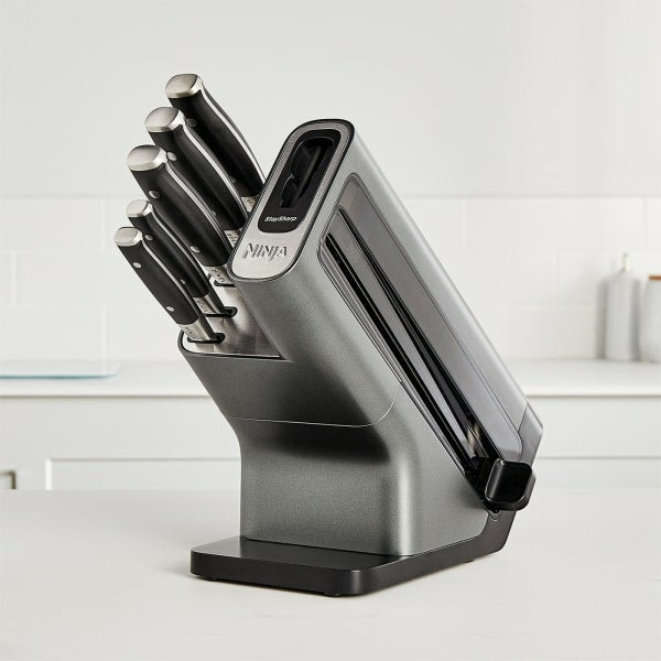 Ninja Foodi StaySharp Knife Block with Integrated Sharpener Set of 5 Piece - Silver & Black | K32005UK from Ninja - DID Electrical