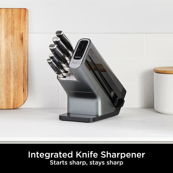 Ninja Foodi StaySharp Knife Block with Integrated Sharpener Set of 5 Piece - Silver & Black | K32005UK from Ninja - DID Electrical
