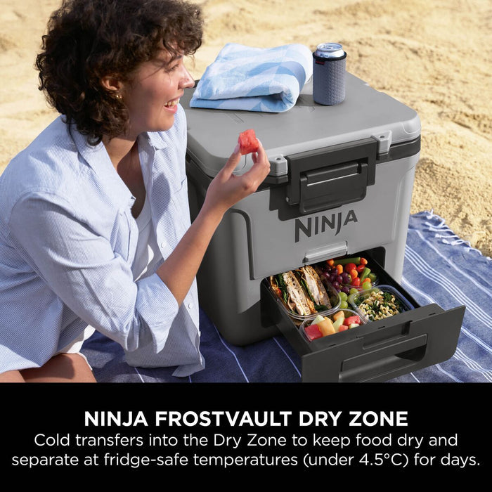 Ninja FrostVault 28L Wheeled Cooler with Dry Zone - Slate Grey | FB230UKGY