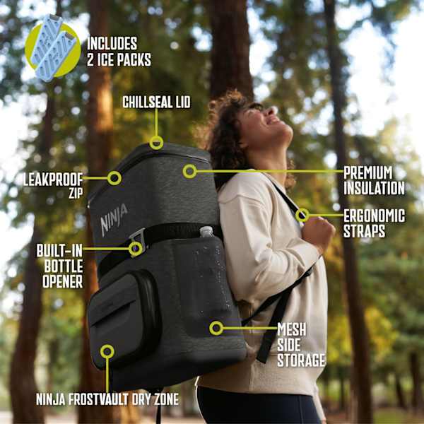 Ninja FrostVault Go 17L Backpack Soft Cooler - Charcoal Grey | FF124EUUKCG from Ninja - DID Electrical