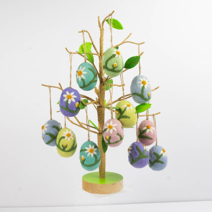 Ornament - Easter Eggs with Embroidered Flowers