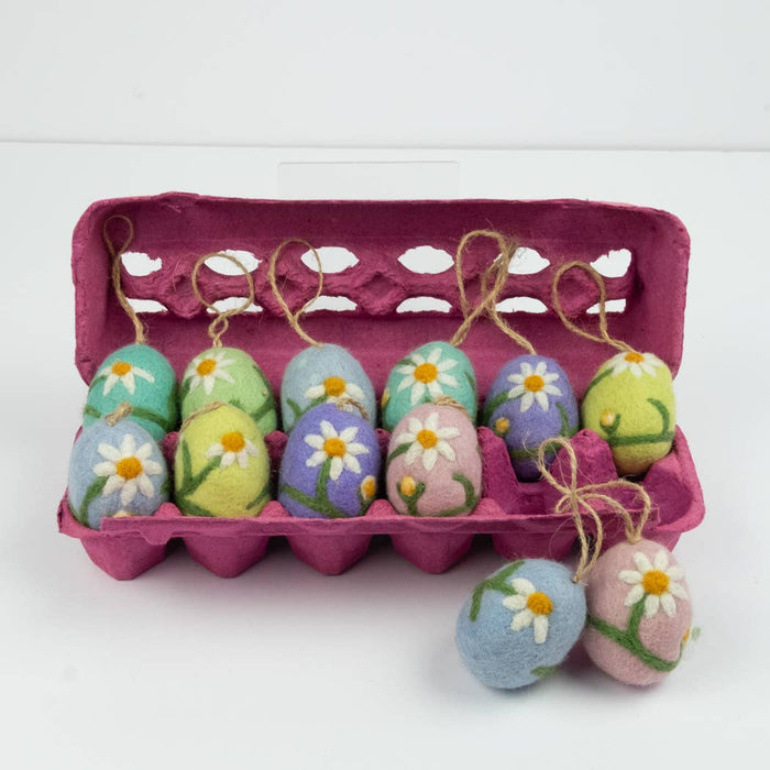 Ornament - Easter Eggs with Embroidered Flowers