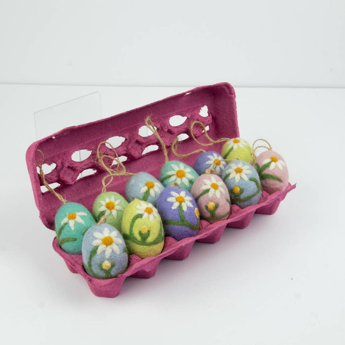 Ornament - Easter Eggs with Embroidered Flowers