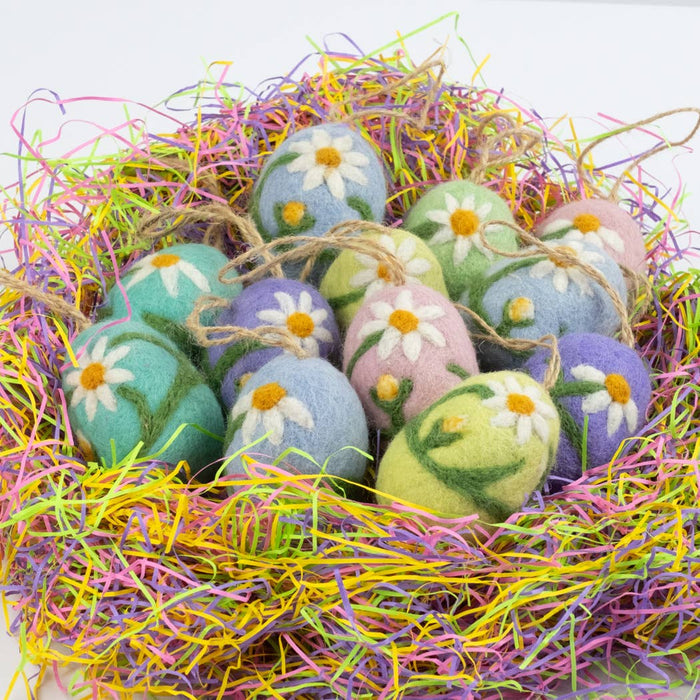 Ornament - Easter Eggs with Embroidered Flowers