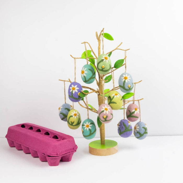 Ornament - Easter Eggs with Embroidered Flowers