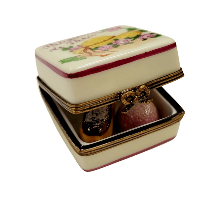 Parisian Pastry Truffle Limoges box shown from another angle