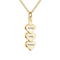 Christmas Gift Personalized Family Names With Three Hearts Pendant Necklace-Free engraving Gold Mom Necklace MelodyNecklace