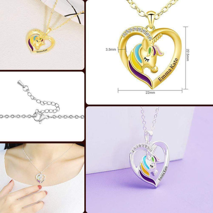 Birthday Gift for little girl Personalized Rainbow Unicorn Necklace Necklace for girl MelodyNecklace