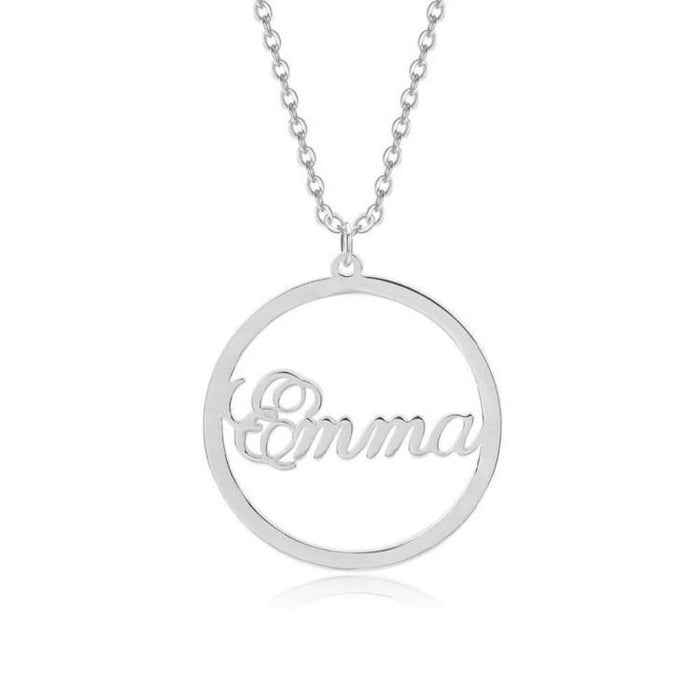 Christmas Gift Personalized Round Pendant Necklace Stainless Steel / Silver Sparkling Necklace MelodyNecklace