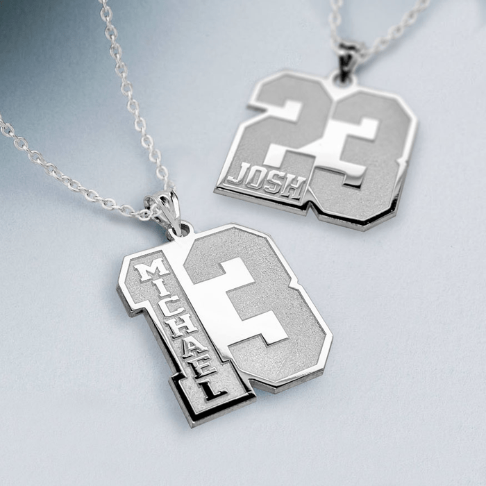 Personalized Number Pendant with Name avrilname